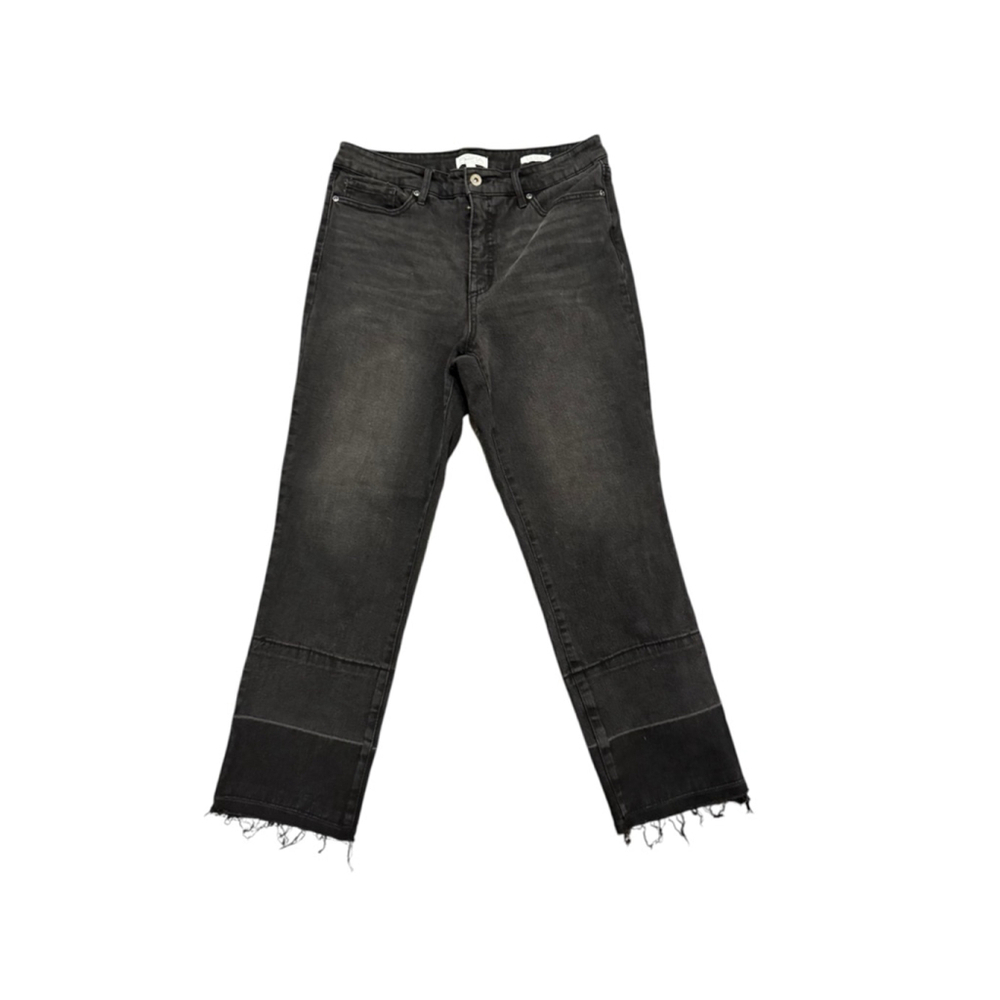 Sofia Jeans by Sofia Vergara Leslie Slim Straight Black Distressed Jeans Sz 8‌